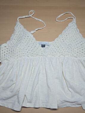 American Eagle Outfitters Cream Crochet-Top Cami